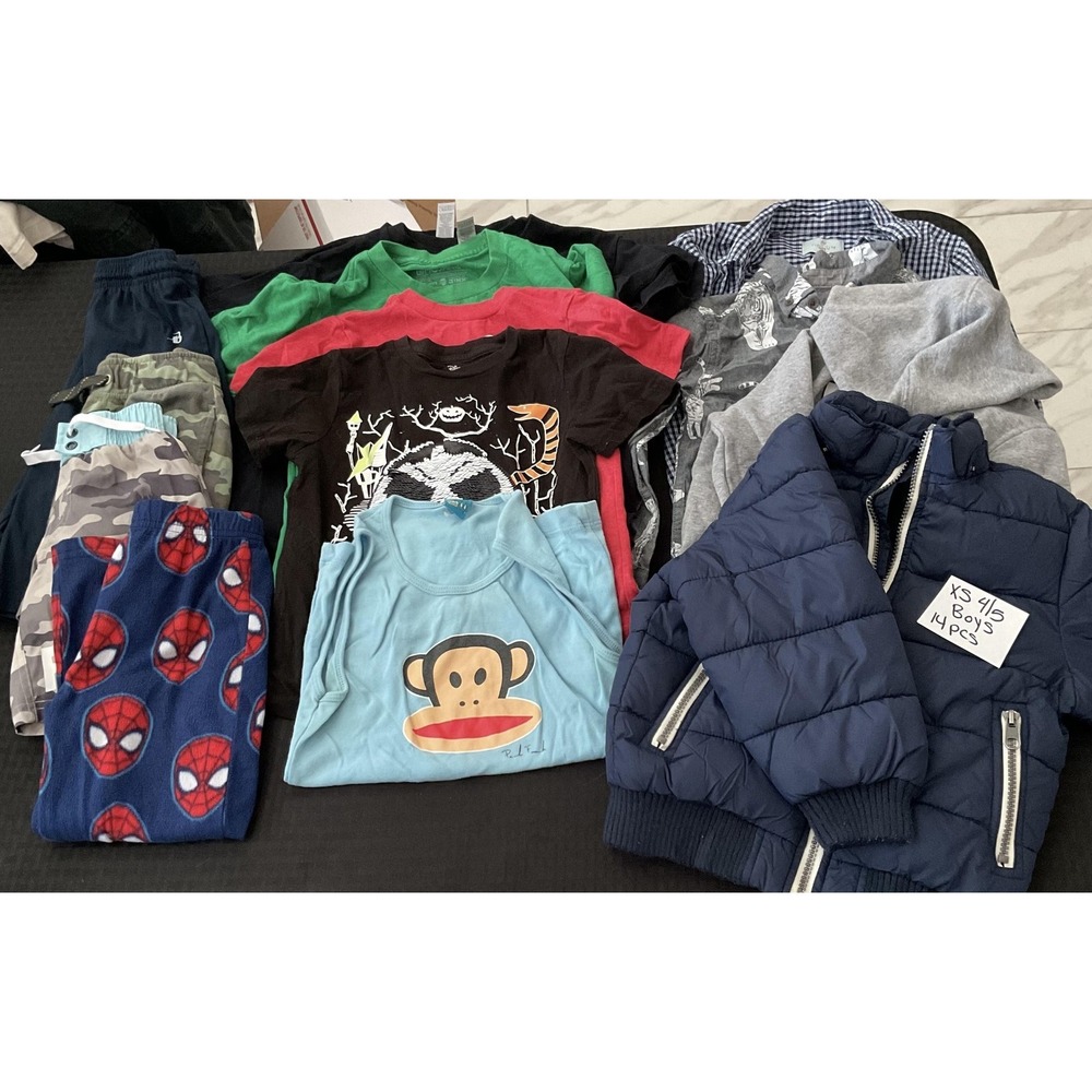 Mixed Brands Outfit Lot Boys XS 4/5 Multicolor Hoodie Shirts Pants Marvel 14pc